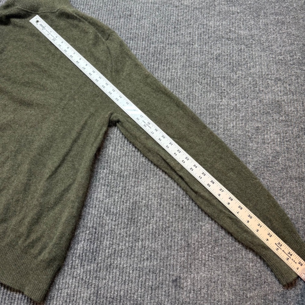 Cashmere Lands End Quarter Zip Sweater Mens Large Green Knit Pullover Preppy - Picture 7 of 11
